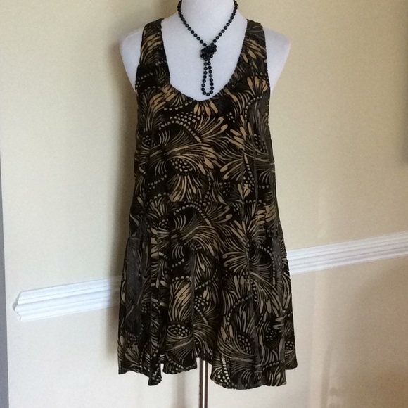 Free People Dresses & Skirts - FREE PEOPLE black and tan burnout sleeveless swing dress